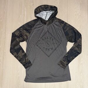 Salty Crew Gray and Black Dark Green Camo Hoodie